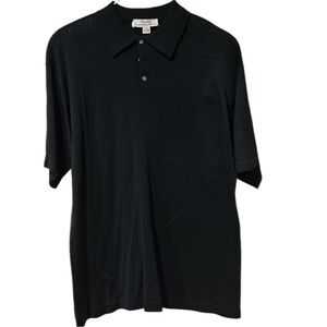 Fonte designer high quality black polo short sleeve silk/cotton shirt